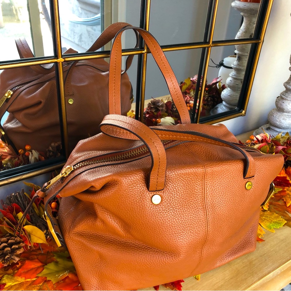 NWT J Crew Bristol Convertible Satchel in Pebbled Leather, Saddle
